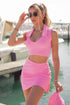 Luli Fama Beach Fuzz Deep V Polo Crop Top